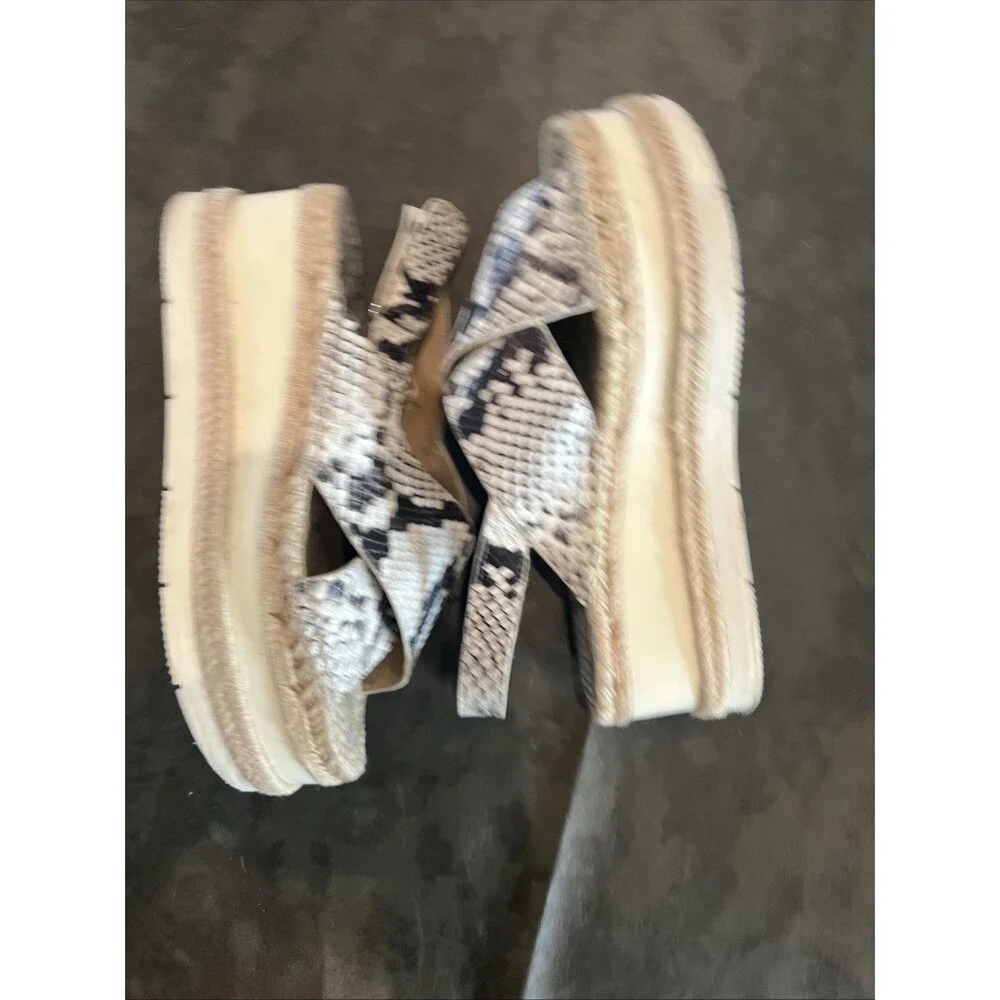 Mark Fisher snake Leather Espadrill Platform sandal Sz8 Y2K Boho Cottage Animal